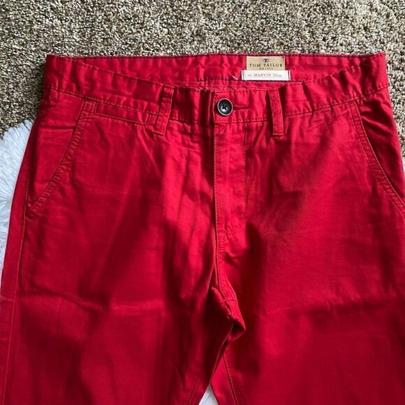 Tom Tailor Marvin Slim Red Pants Mens Size 32x32 - Picture 3 of 7